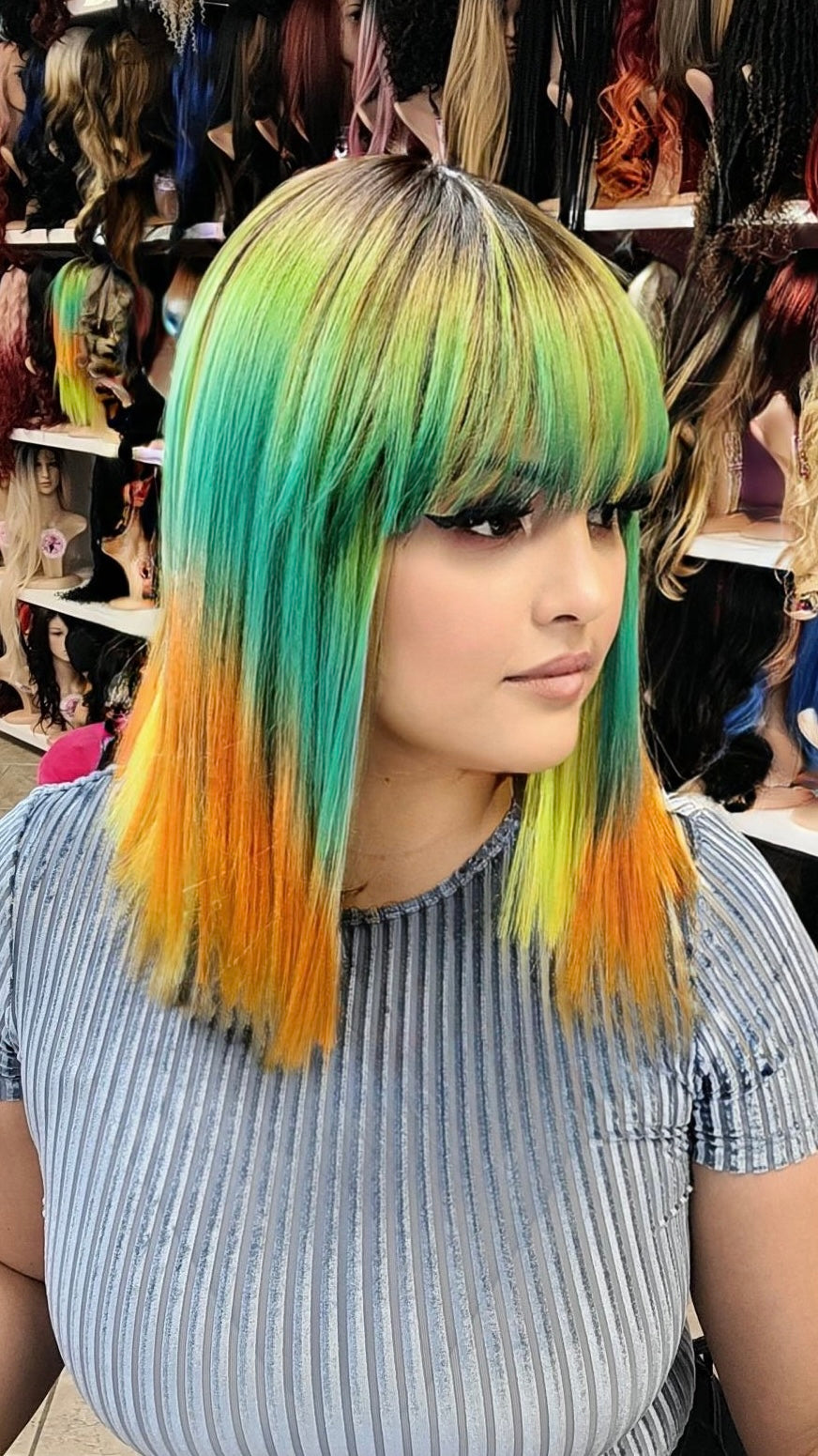 #156 Layla - Classy Bangs Bob Wig - Color Neon 14in - The Pink Makeup Box
