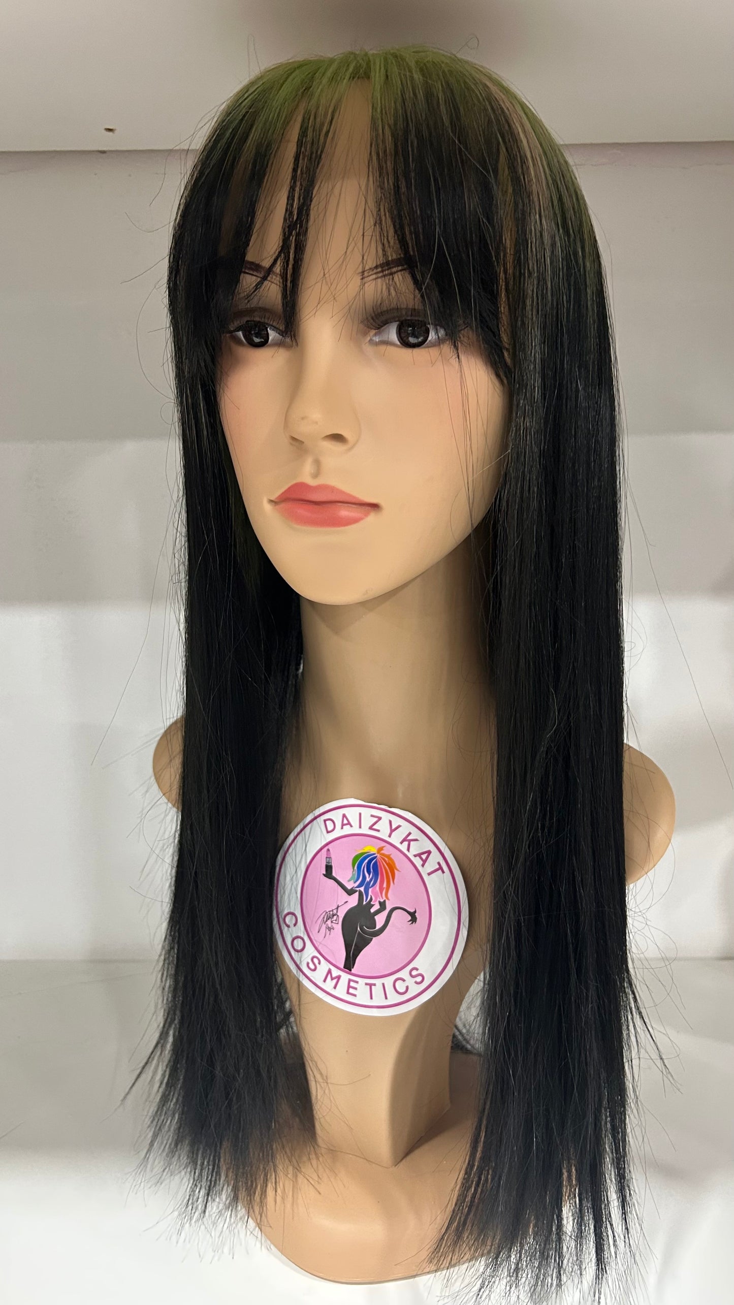 #22 Jay - Classy Bold Bangs Wig - Color Black with Color Root 20in