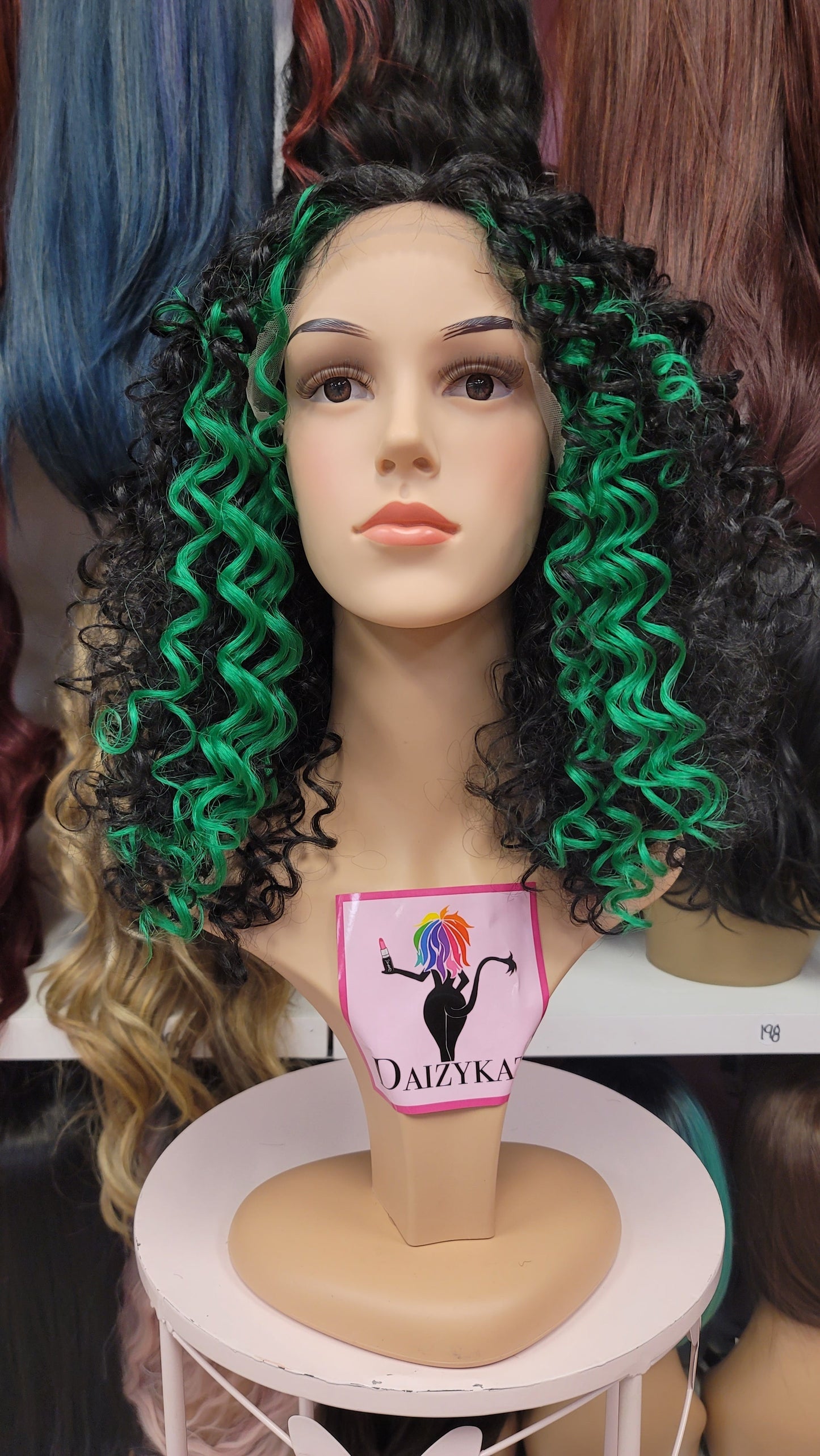 #151 Lupe - Middle Part Lace Front Wig - Color 1B/Green - The Pink Makeup Box