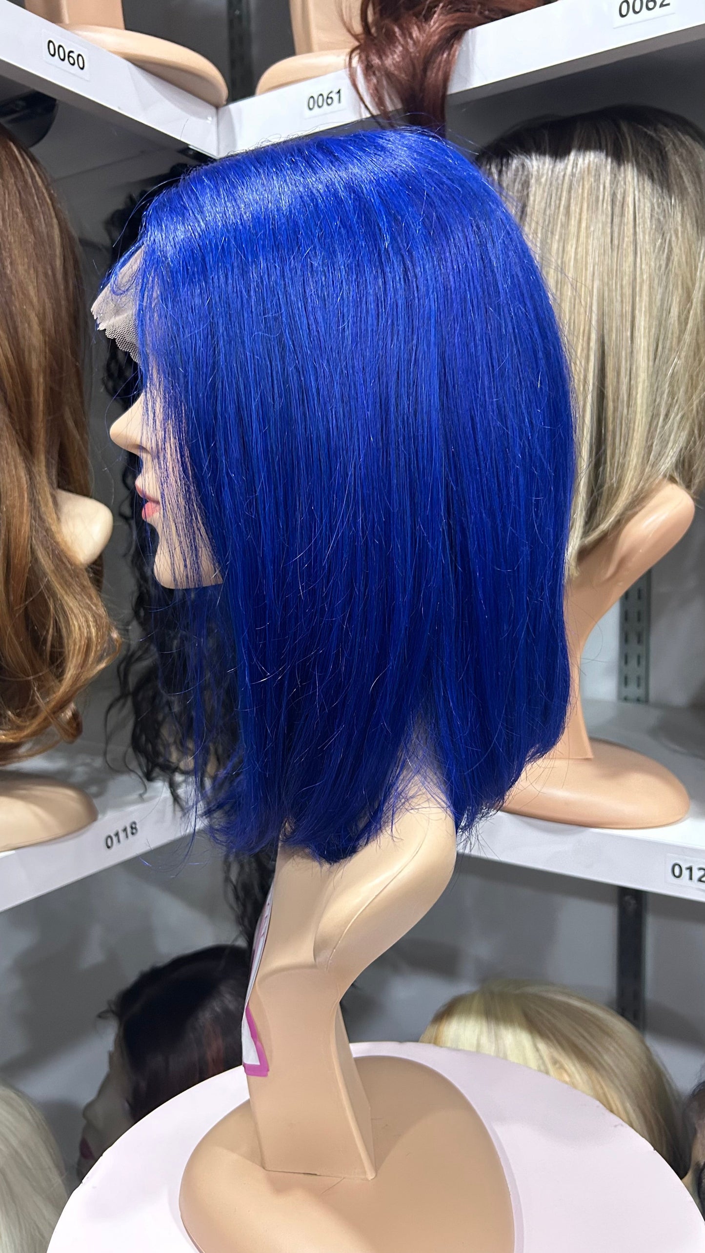 #54 Carrie - 100% Human Hair Wig - BLUE 12in