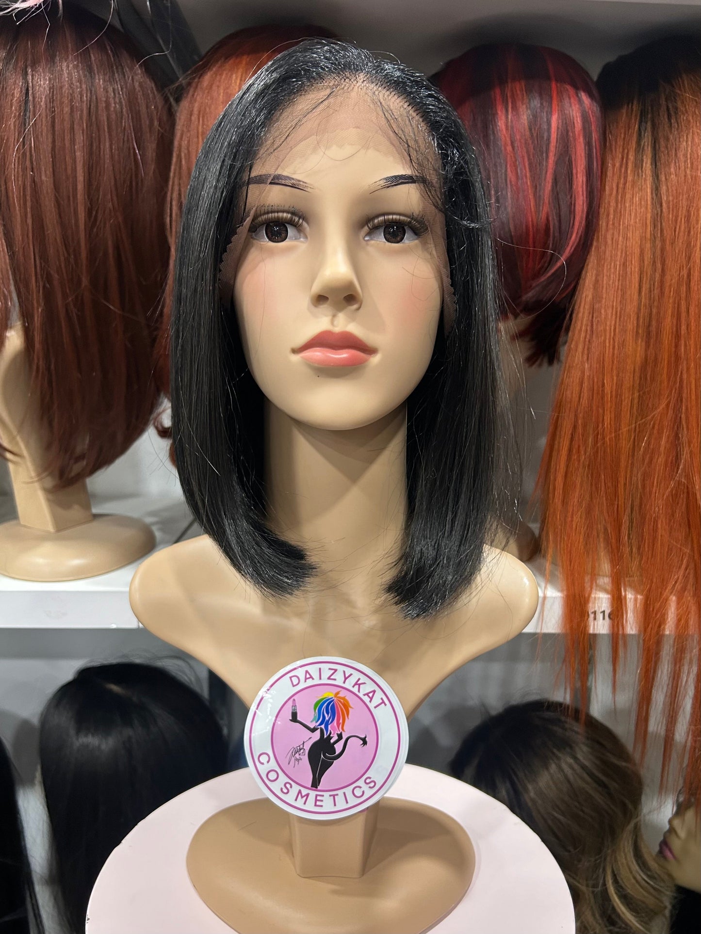 #16 Aly - 13x7 Free Parting Lace Front Wig - Color Black 12in