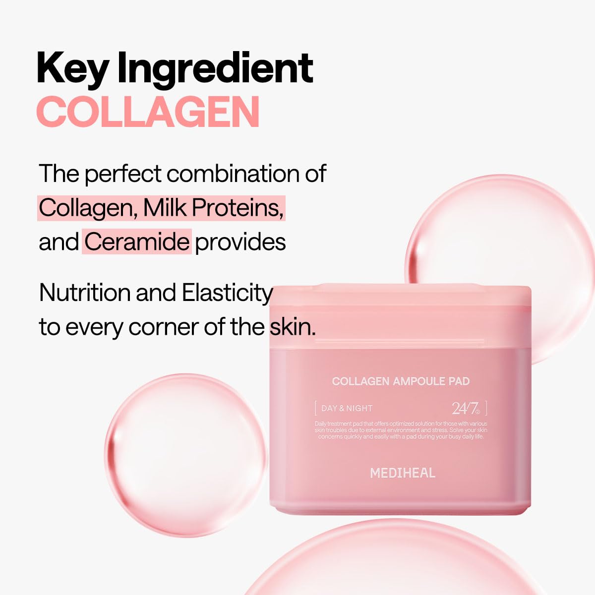 MEDIHEAL Collagen Ampoule Facial Toner Pads(100 pcs) + Refill (100 pcs)