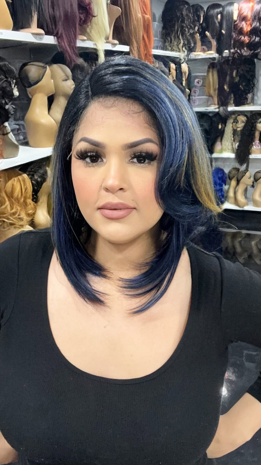 #24 Candy - Left Part Wig - Color Blue/Gold