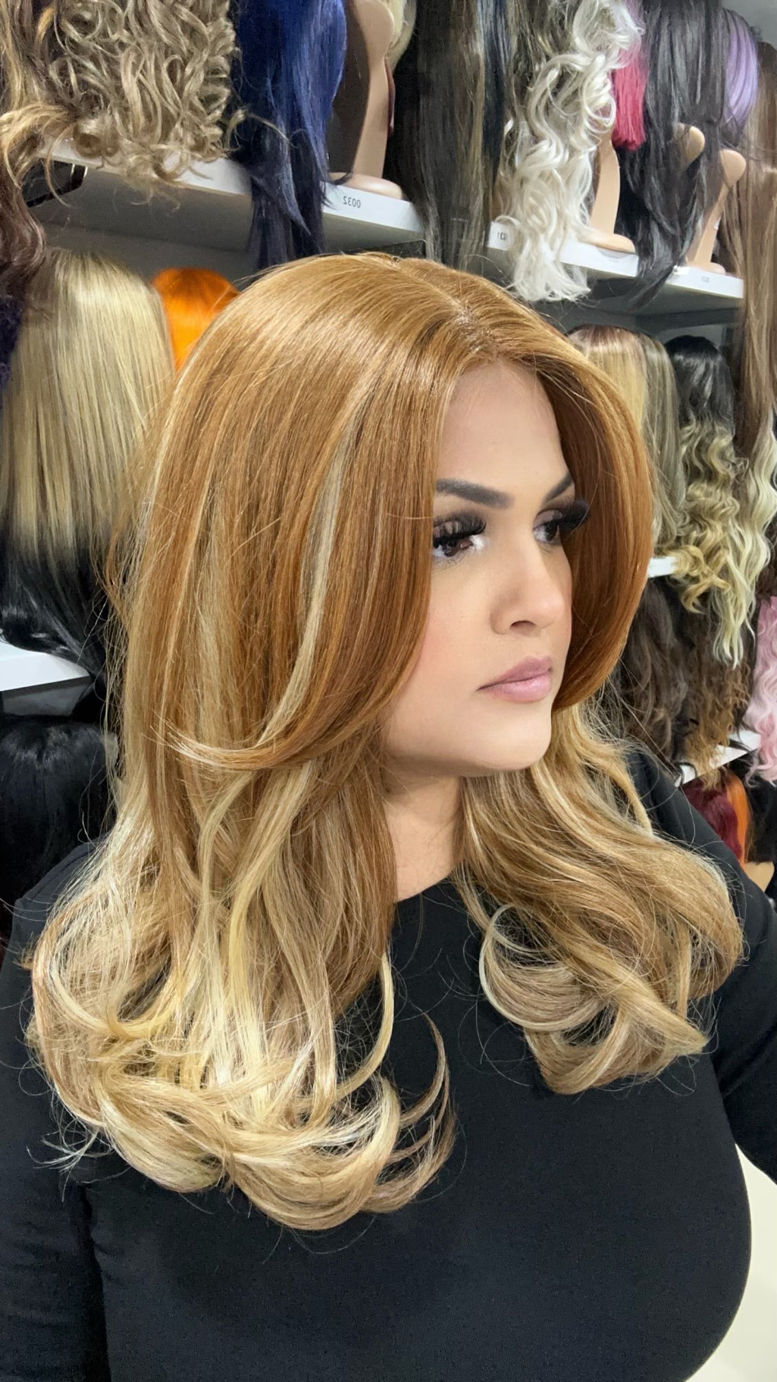 #12 Ginger - Deep Middle Part Lace Front Wig - Med Blonde