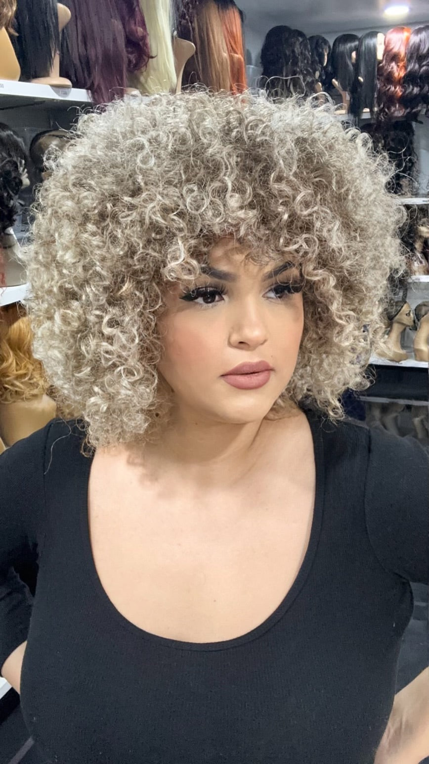 #128 Spice - Short Curly Wig - Color Ash.Blonde - The Pink Makeup Box