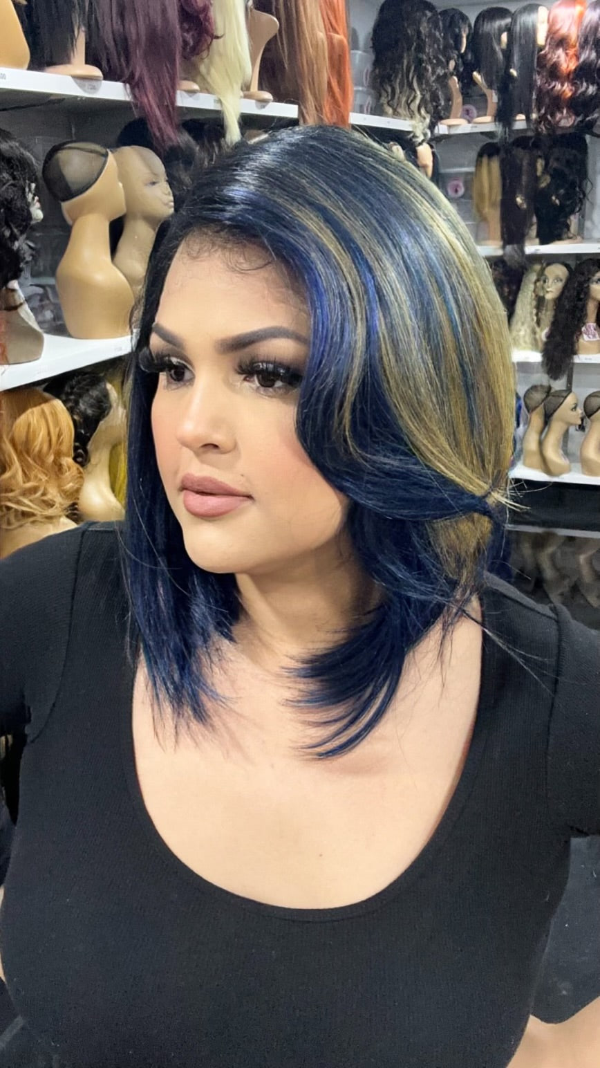 #24 Candy - Left Part Wig - Color Blue/Gold