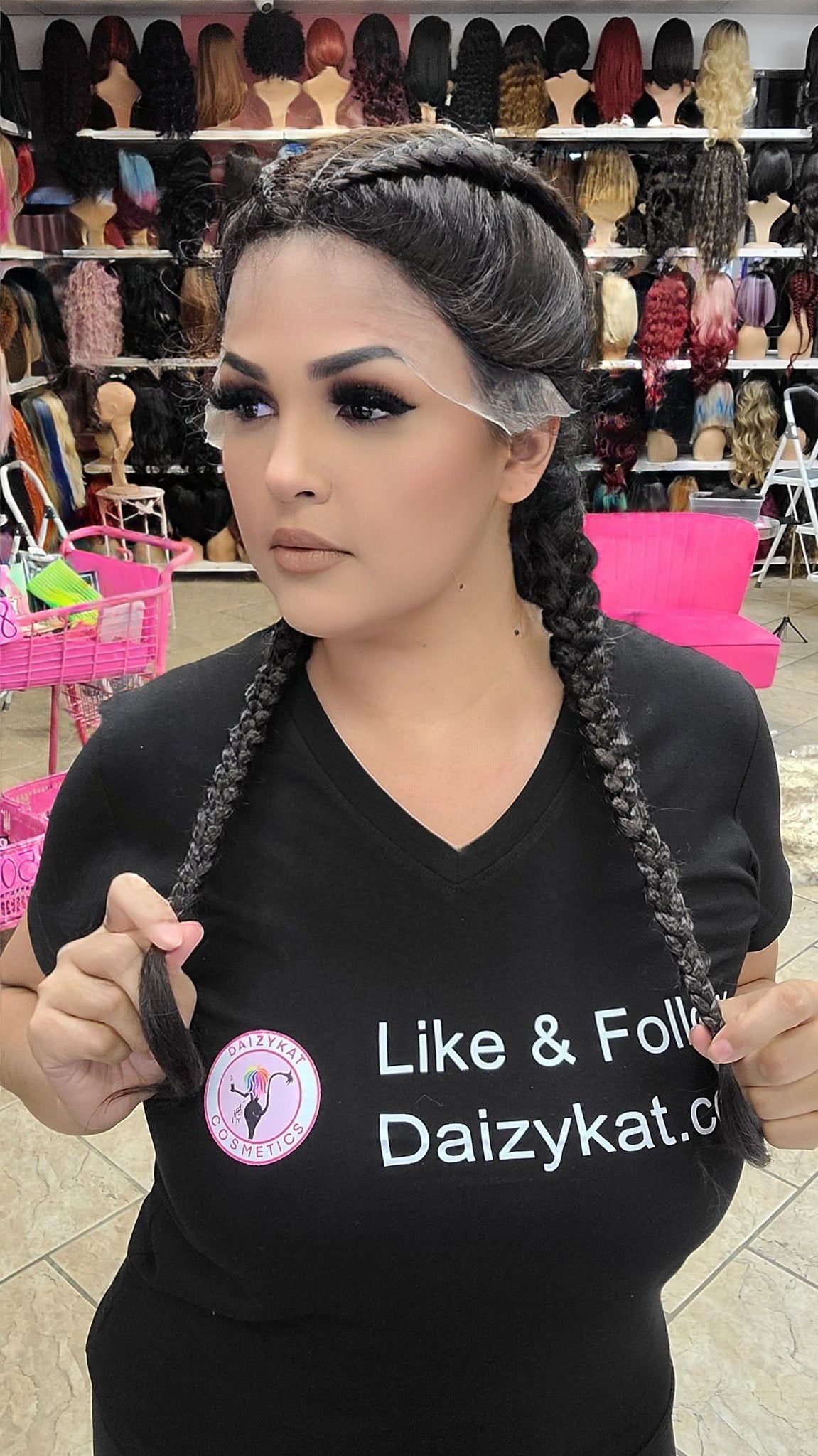 #133 Cici - Braided Middle Parting Lace Front Wig - Color 4 - The Pink Makeup Box