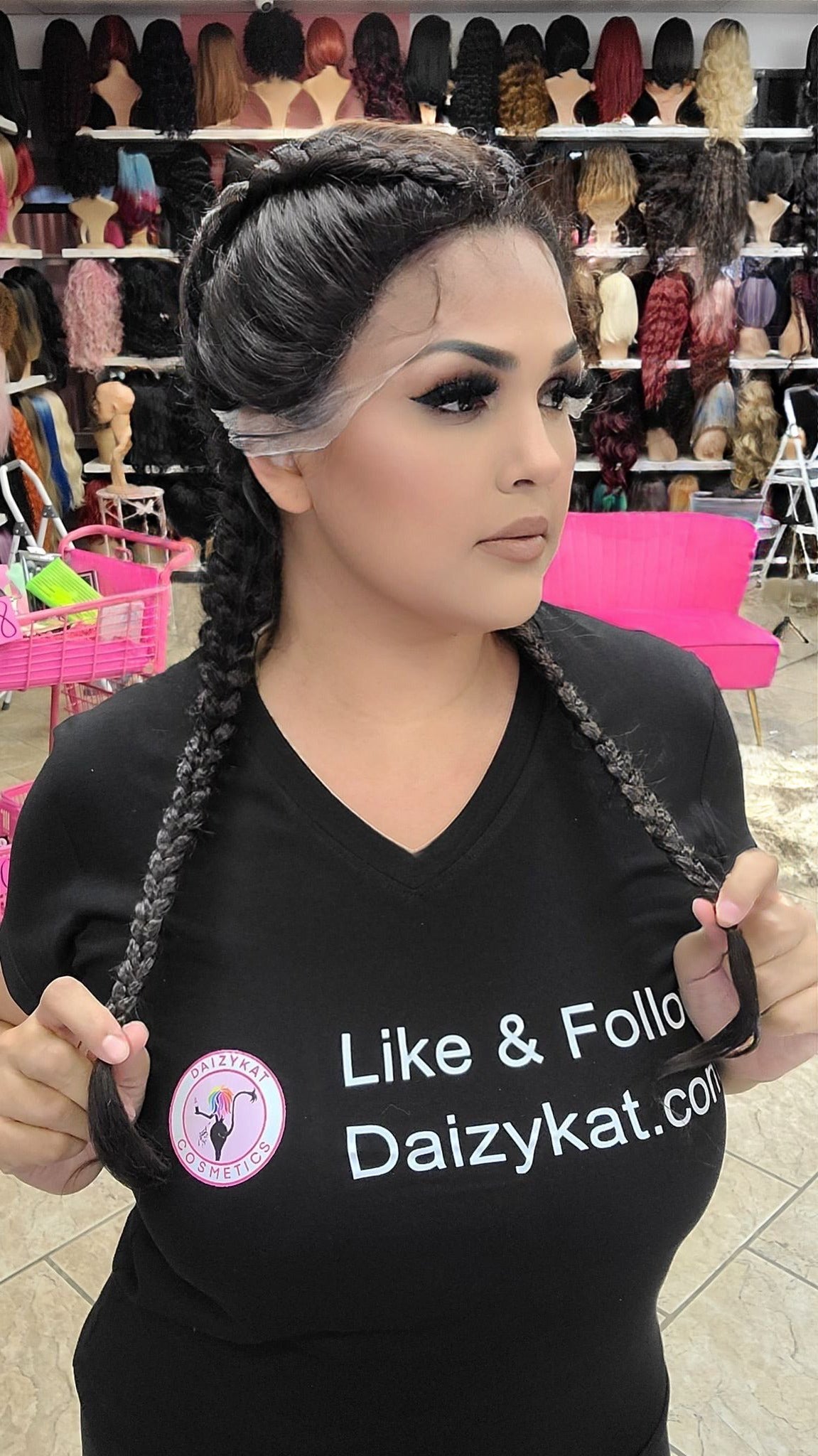 #133 Cici - Braided Middle Parting Lace Front Wig - Color 4 - The Pink Makeup Box