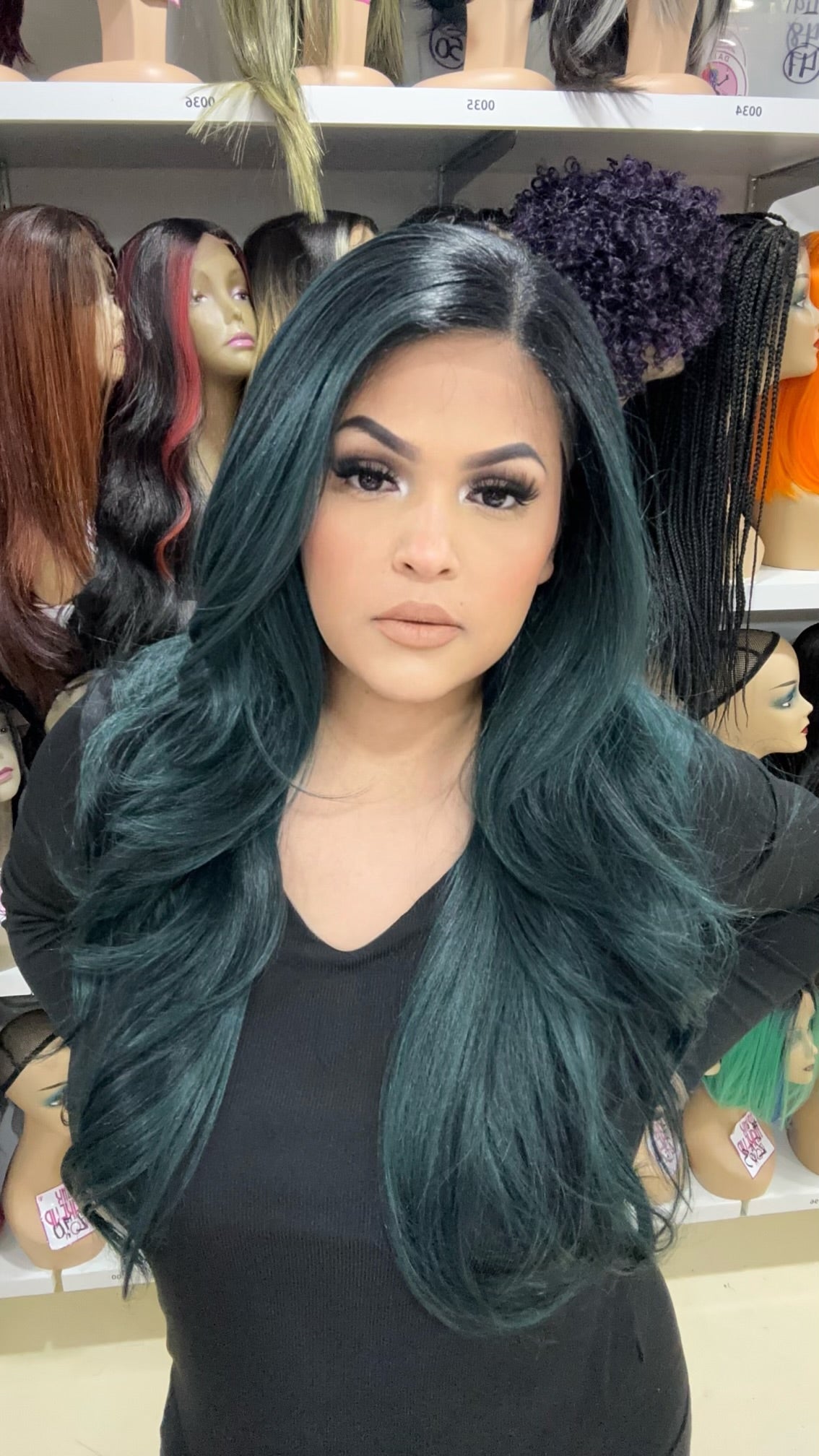 #57 Joey - 13x7 HD Full Lace Front Free Parting Wig - Color GREEN