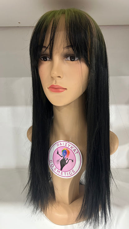 #22 Jay - Classy Bold Bangs Wig - Color Black with Color Root 20in