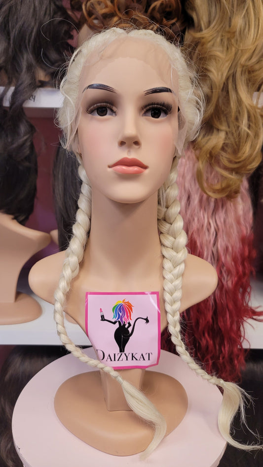 #155 Cici - Braided Middle Part Lace Front Wig - Color 613 - The Pink Makeup Box