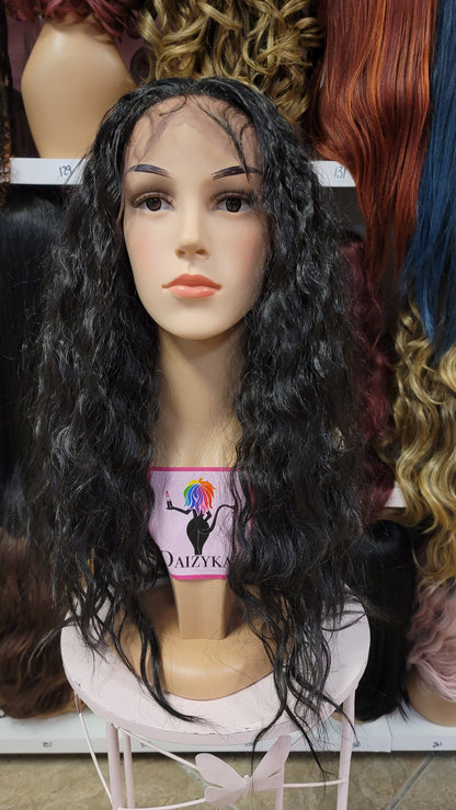 #125 Roxy - Deep Middle Parting Lace Front Wig - Color Black 24in - The Pink Makeup Box