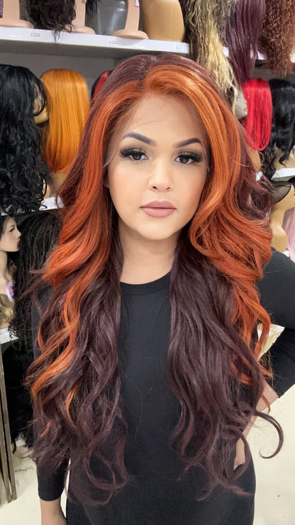 #6 Danny - 13x4 Free Part Lace Front Wig - Color ORANGE/99J