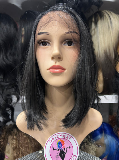 #126 Aly - 13x7 Free Parting Lace Front Wig - Color Dark Gray 12in - The Pink Makeup Box