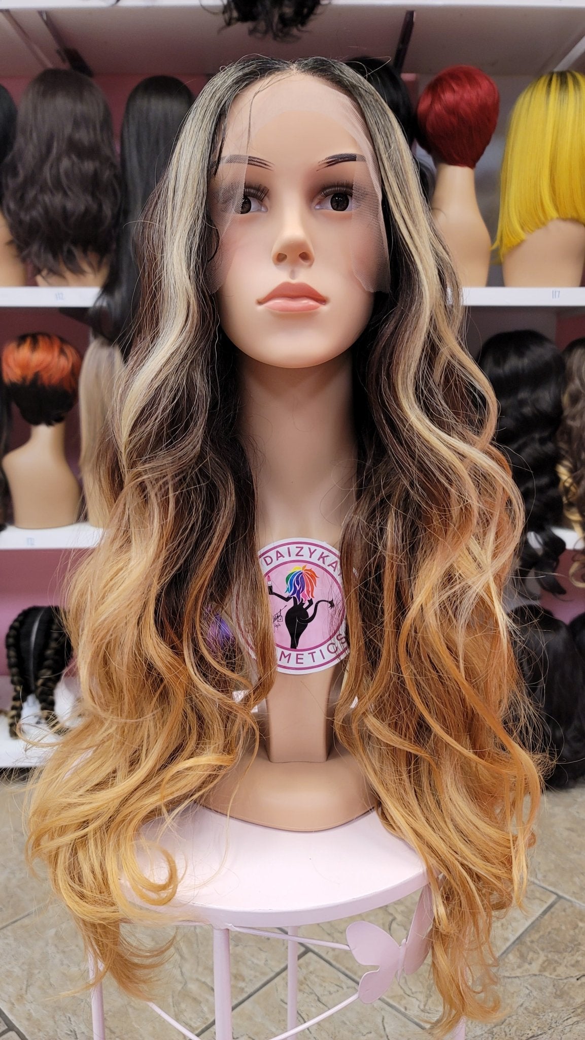 #152 Sloan - Middle Part Lace Front Wig - Color 1B/27/30 - The Pink Makeup Box