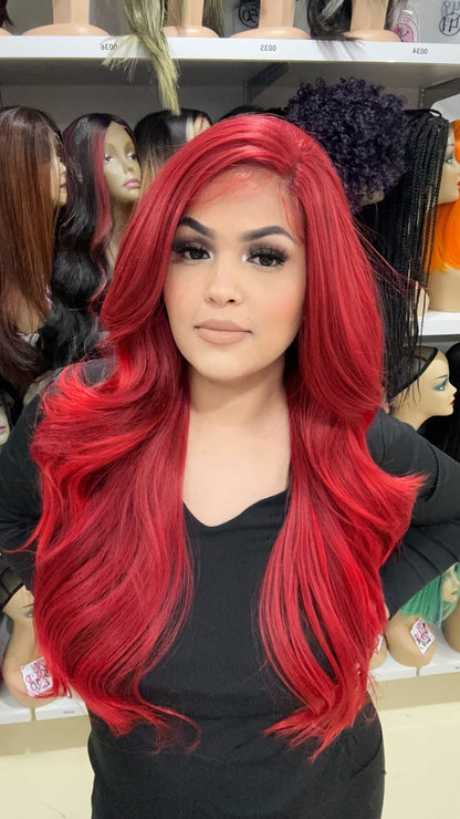 #11 Joey - 13x7 HD Full Lace Front Free Parting Wig - Color RED