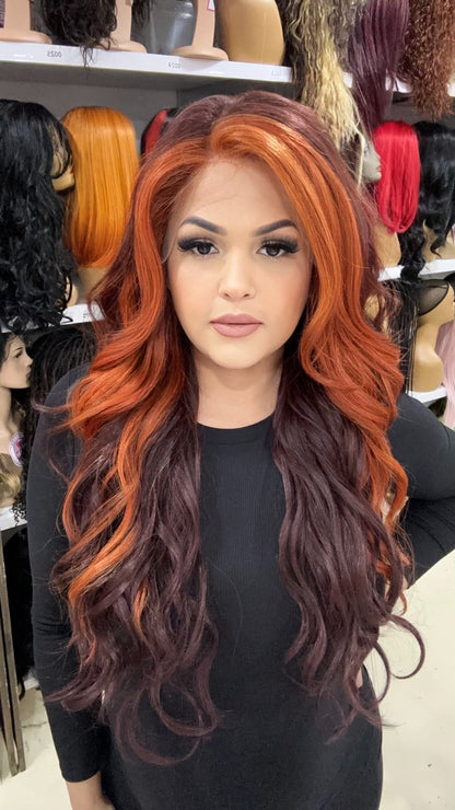 #6 Danny - 13x4 Free Part Lace Front Wig - Color ORANGE/BUG