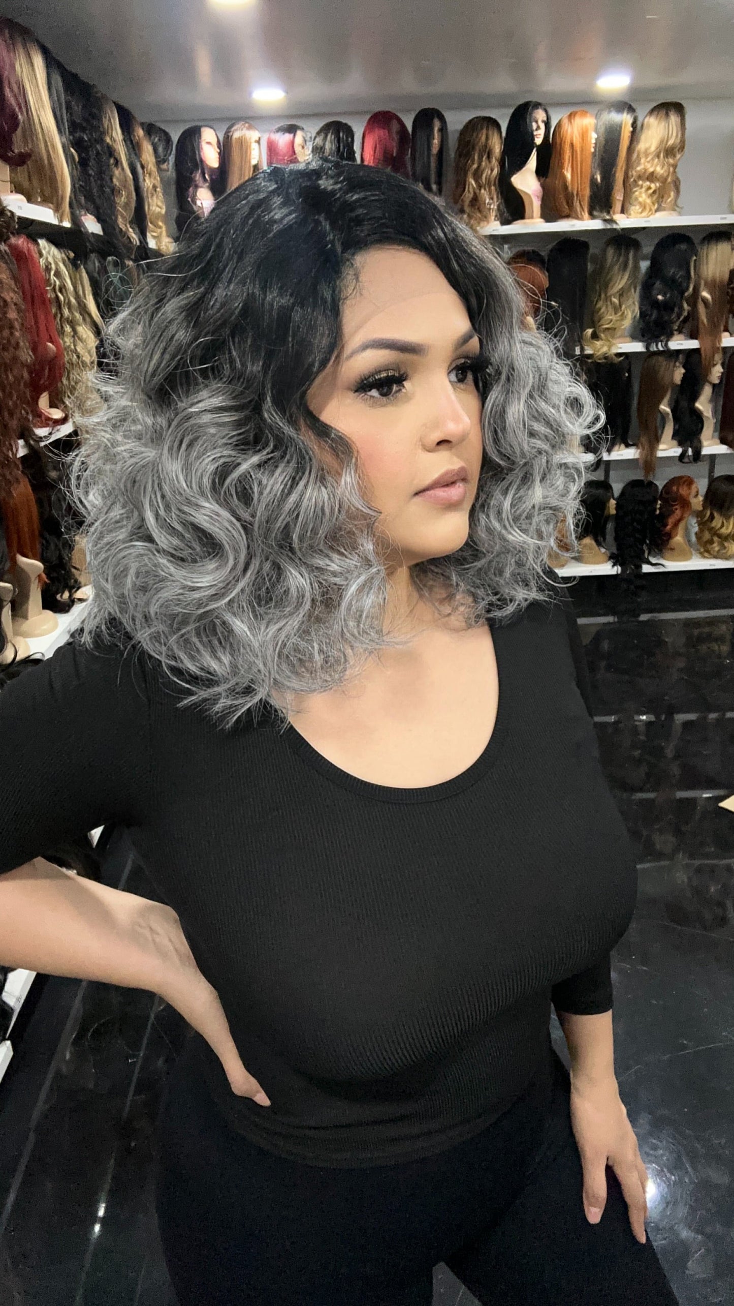 #52 Judy - Left Part Lace Front Wig - Color Grey 14in