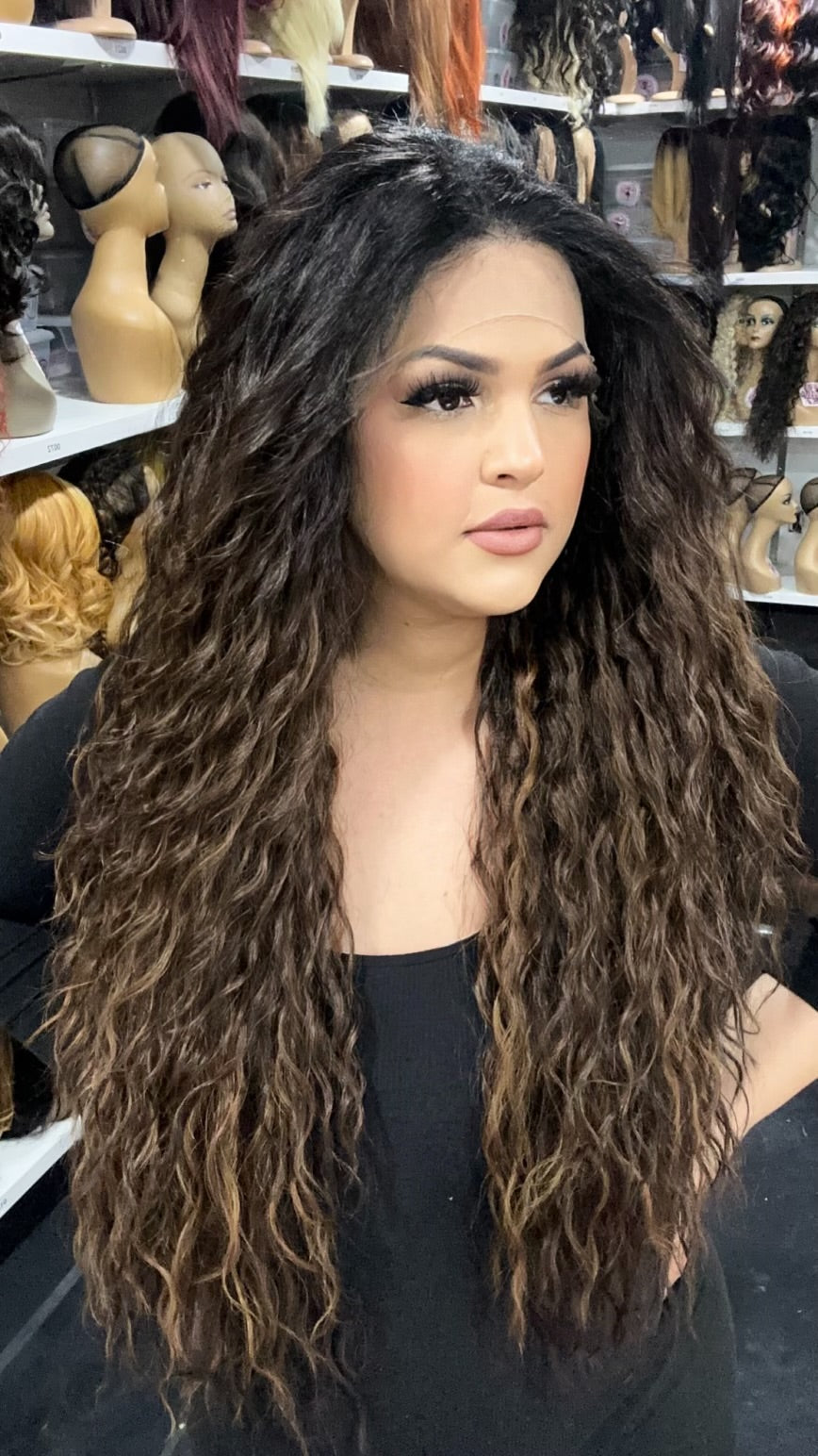 Erica - 13x4 Free Part Lace Front Wig - Color Brown 30in - The Pink Makeup Box