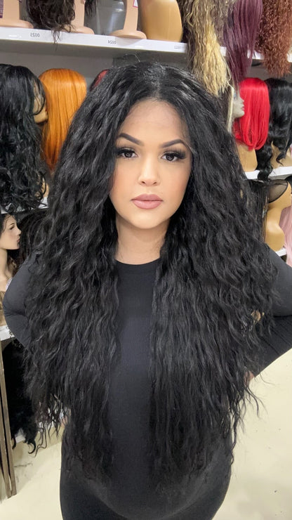 Erica - 13x4 Free Part Lace Front Wig - Color Black 30in - The Pink Makeup Box