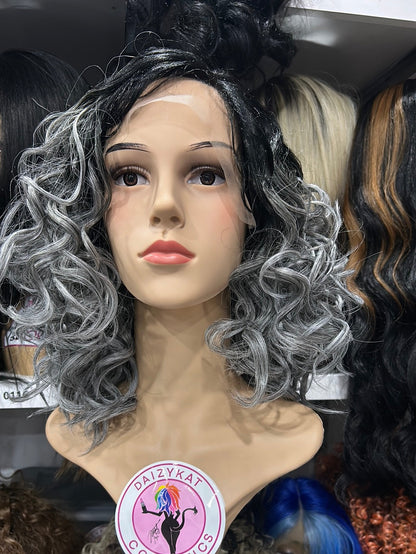 #52 Judy - Left Part Lace Front Wig - Color Grey 14in - The Pink Makeup Box