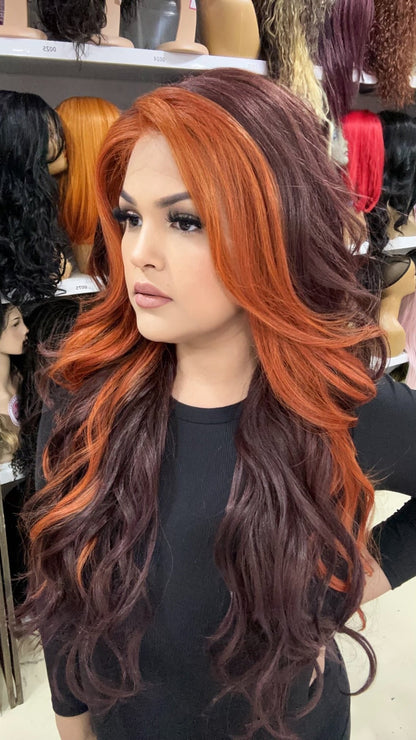 #6 Danny - 13x4 Free Part Lace Front Wig - Color ORANGE/99J