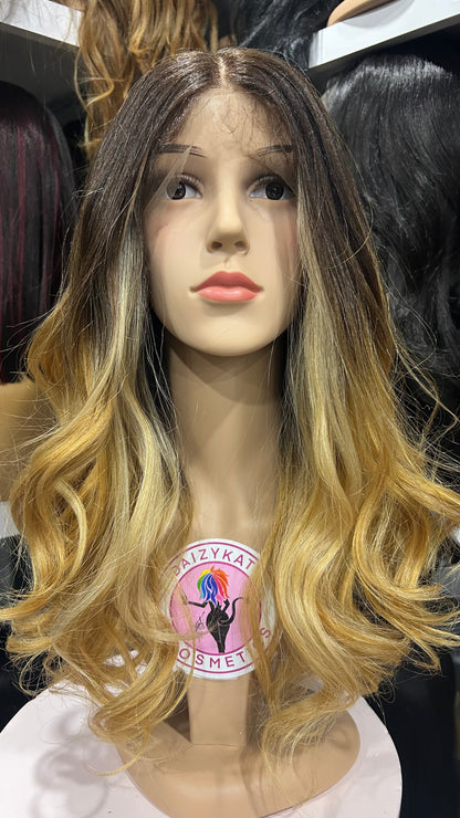 #109 Jen - Middle Parting Lace Front Wig - Med. Blonde 18in - The Pink Makeup Box