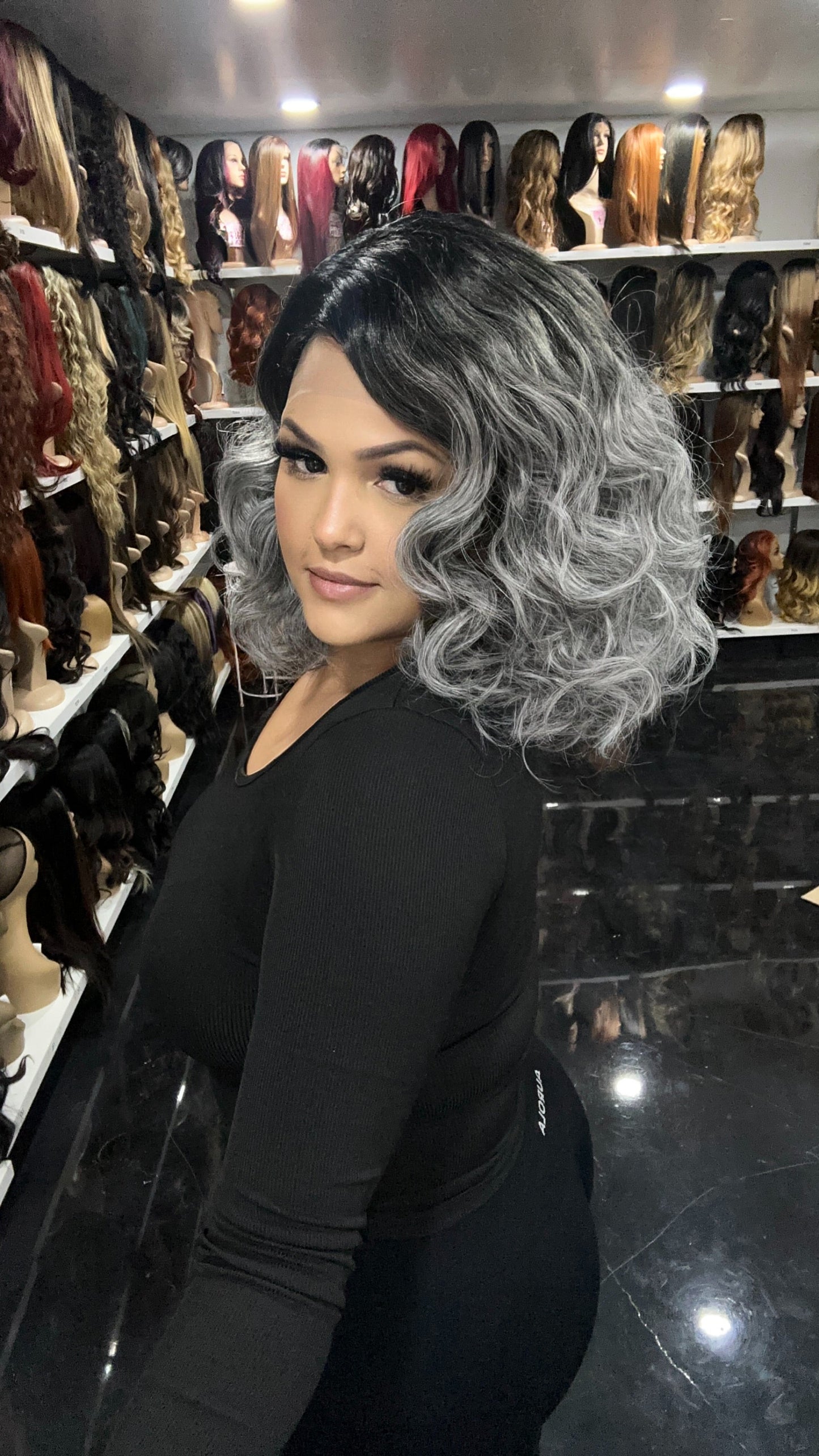 #52 Judy - Left Part Lace Front Wig - Color Grey 14in