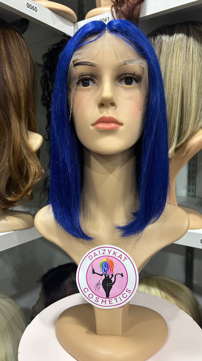 #86 Carrie - 100% Human Hair Wig - BLUE 12in