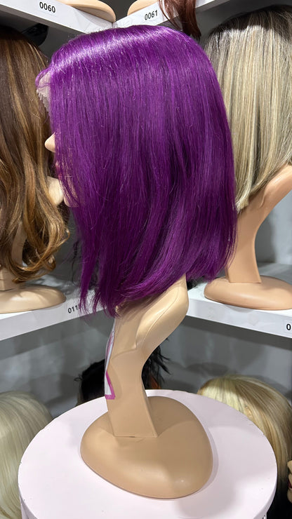 #22 Carrie - 100% Human Hair Wig - PURPLE 12in