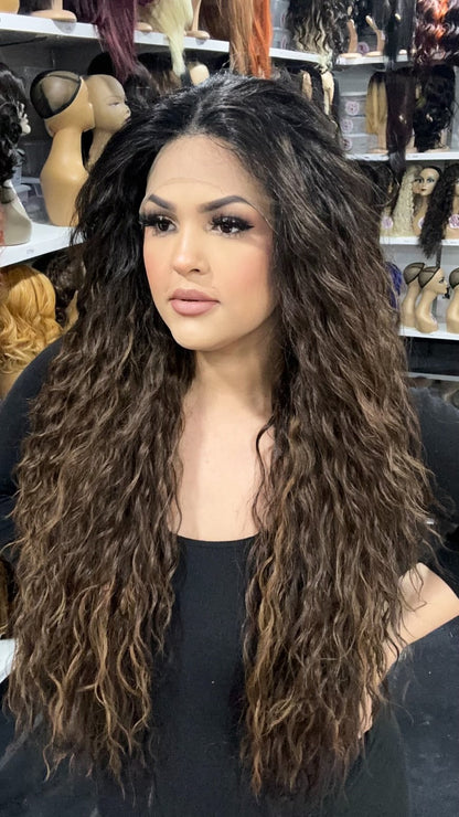 Erica - 13x4 Free Part Lace Front Wig - Color Brown 30in - The Pink Makeup Box