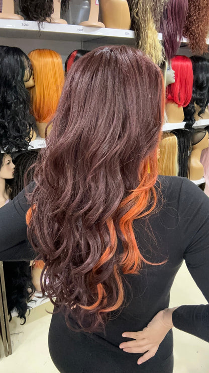 #6 Danny - 13x4 Free Part Lace Front Wig - Color ORANGE/BUG