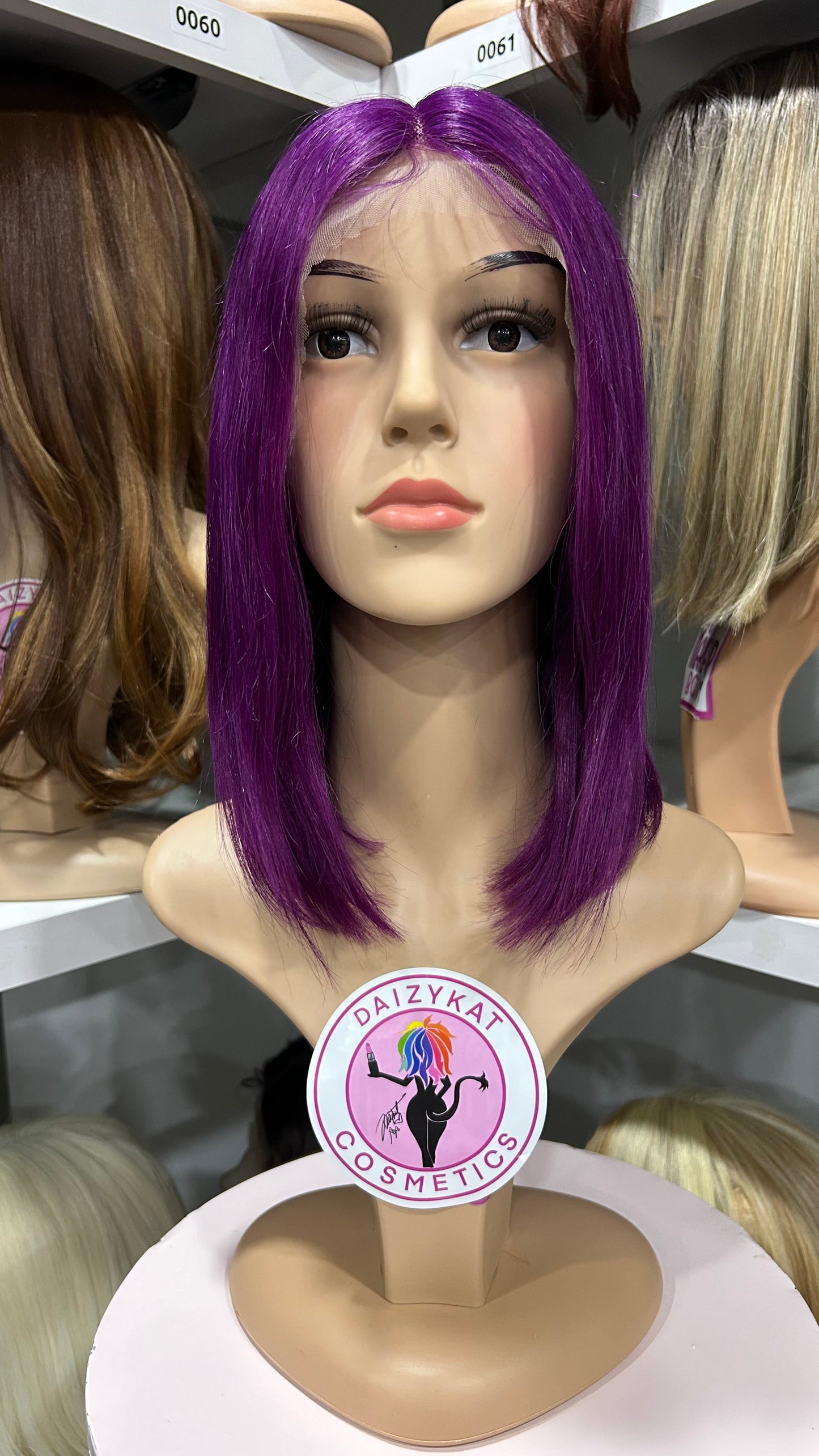 #22 Carrie - 100% Human Hair Wig - PURPLE 12in