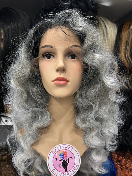 #47 April - 13x7 HD Full Lace Front Free Parting Wig - 1B.Gray 20in - The Pink Makeup Box