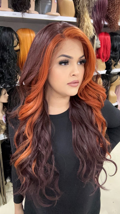#6 Danny - 13x4 Free Part Lace Front Wig - Color ORANGE/99J