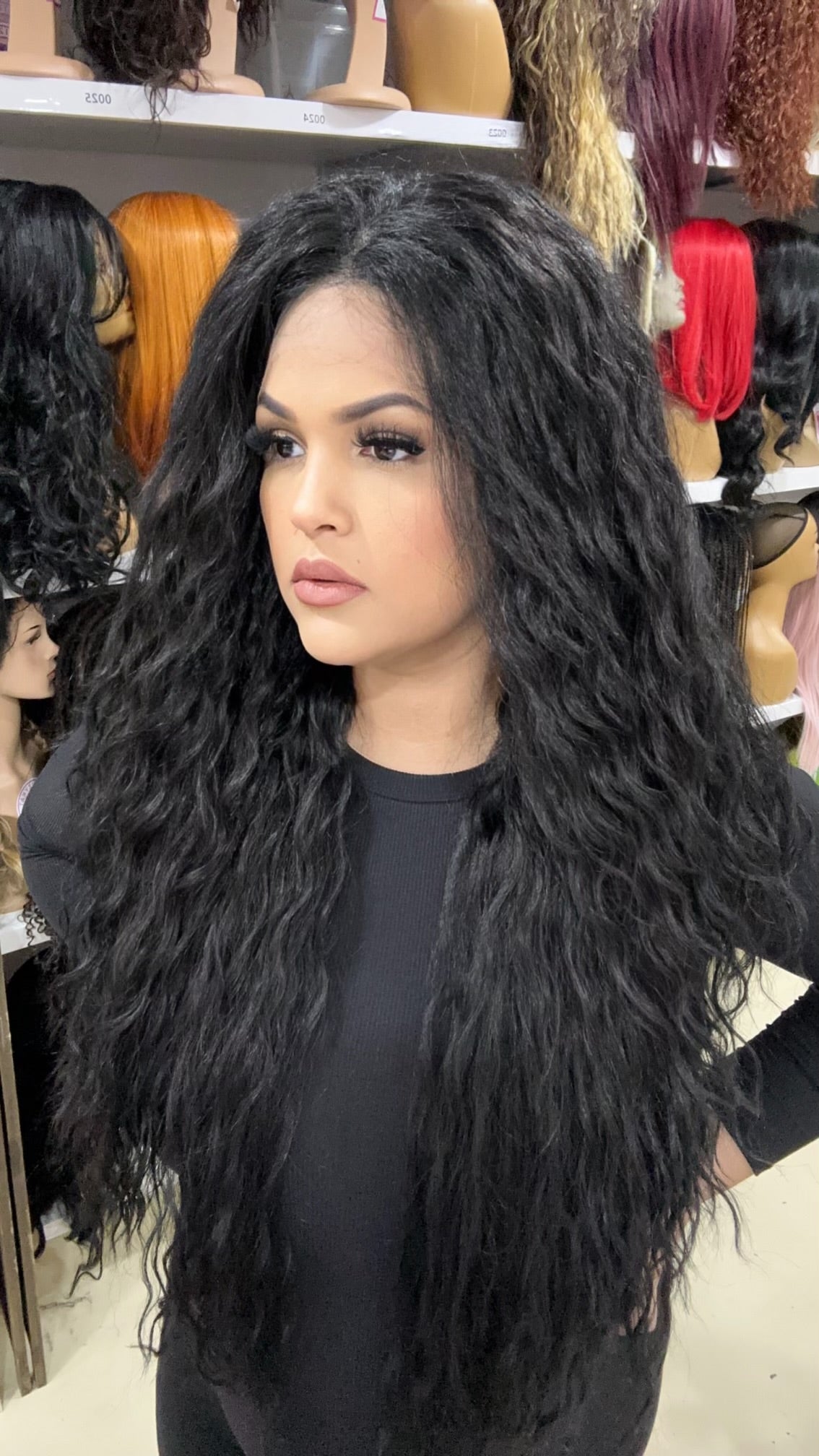 Erica - 13x4 Free Part Lace Front Wig - Color Black 30in - The Pink Makeup Box