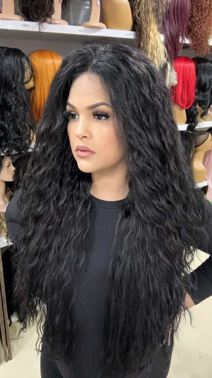 Erica - 13x4 Free Part Lace Front Wig - Color Black 30in - The Pink Makeup Box