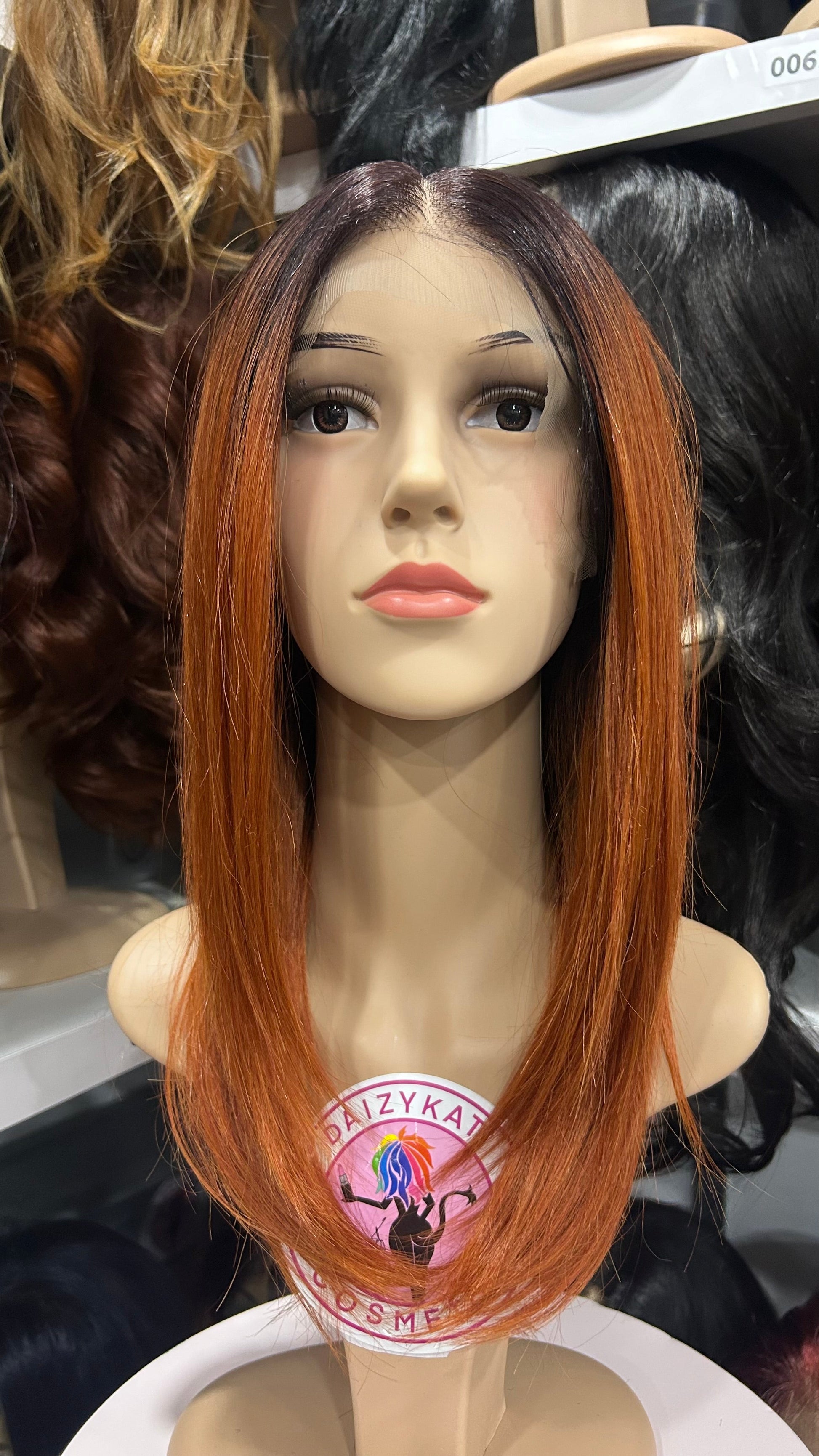 #98 Julia - Hand Tied 13x4 Free Part Human Blend HD Lace Front Wig - Color Copper - The Pink Makeup Box