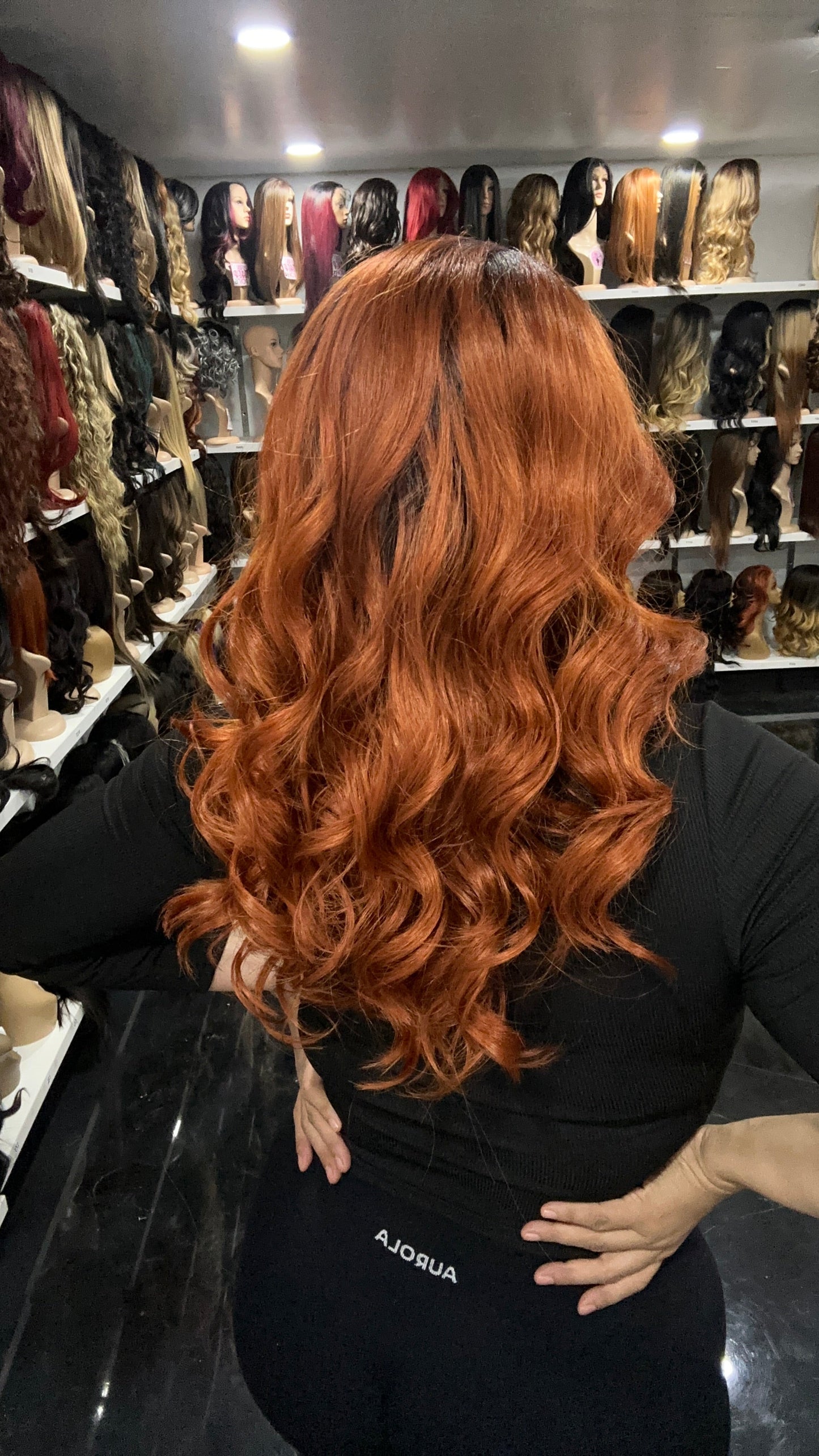 #51 Lizzy - Hand Tied 13x4 Free Part Human Blend HD Lace Front Wig  16in - Color Copper