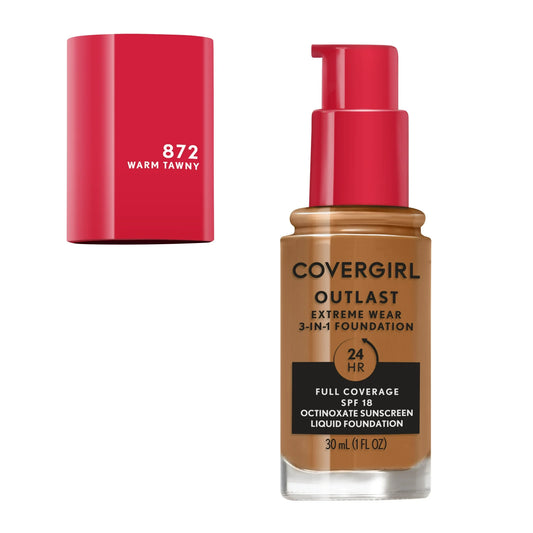 COVERGIRL Outlast Extreme Wear Foundation SPF18, 872 Warm Tawny, 1 oz