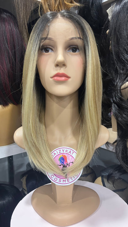 #45 Julia - Hand Tied 13x4 Free Part Human Blend HD Lace Front Wig " - Color Blonde - The Pink Makeup Box