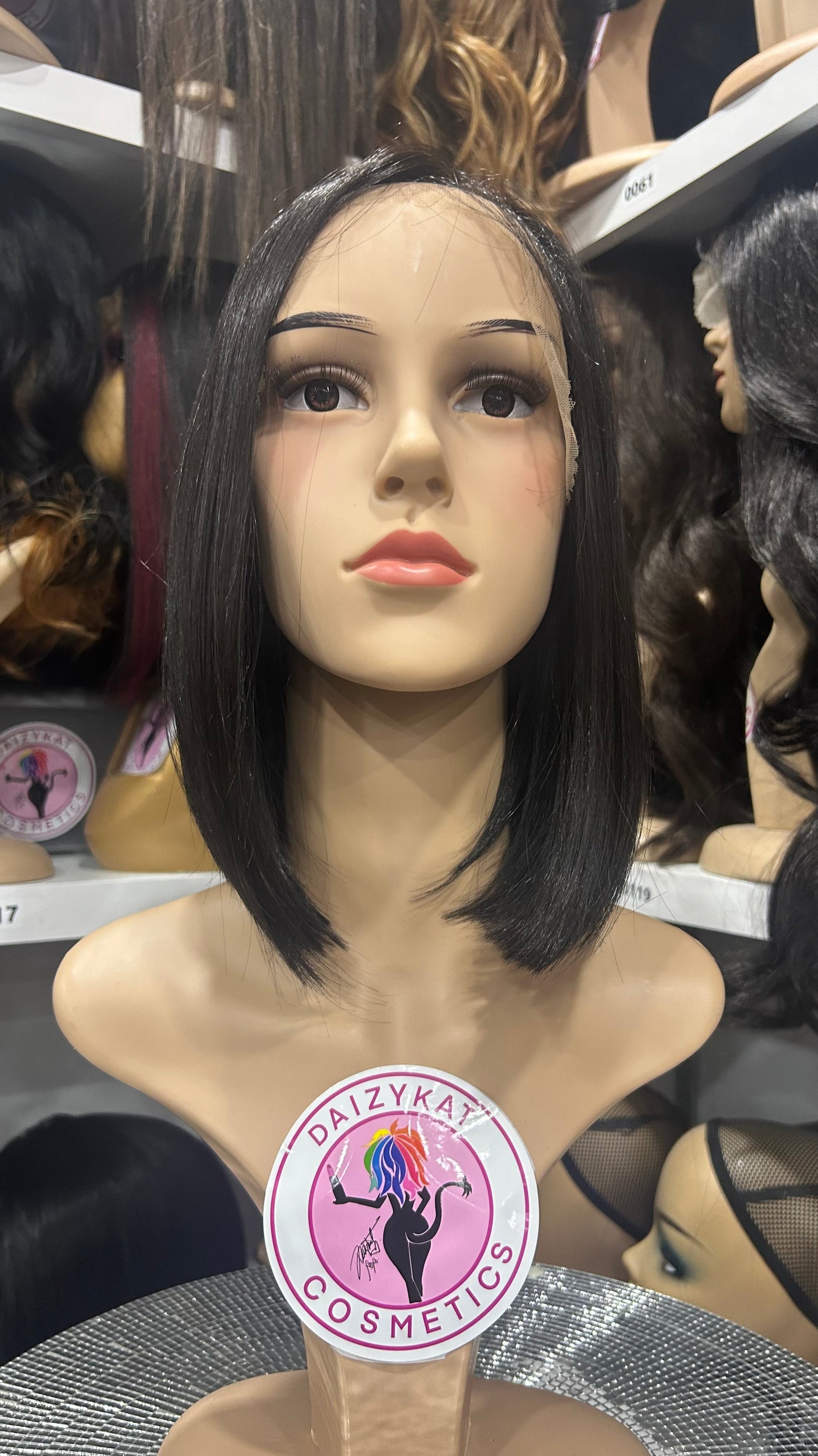 #143 Meg - 13x4 Free Part Lace Front Wig - Color Black 12in - The Pink Makeup Box