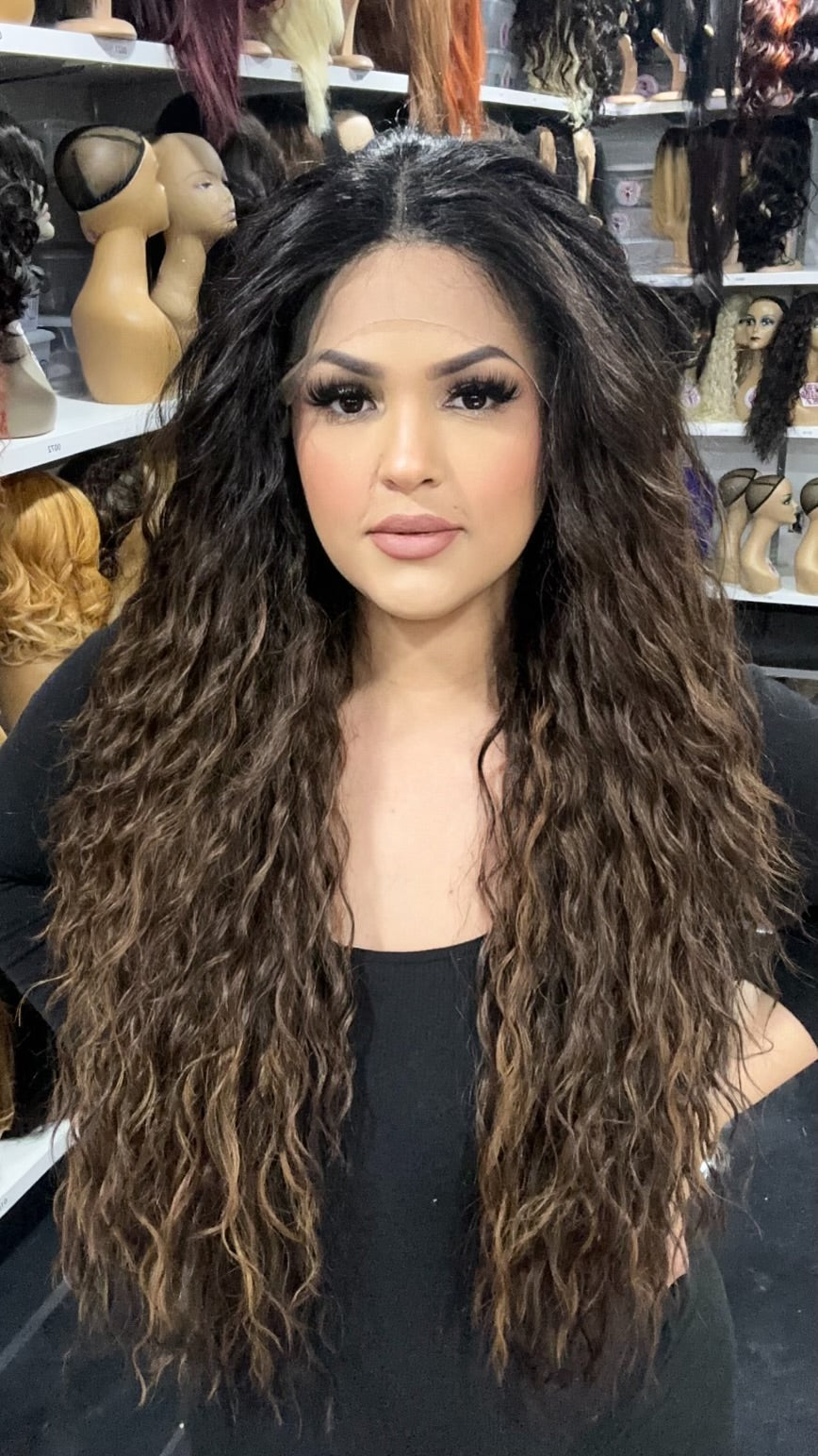 Erica - 13x4 Free Part Lace Front Wig - Color Brown 30in - The Pink Makeup Box