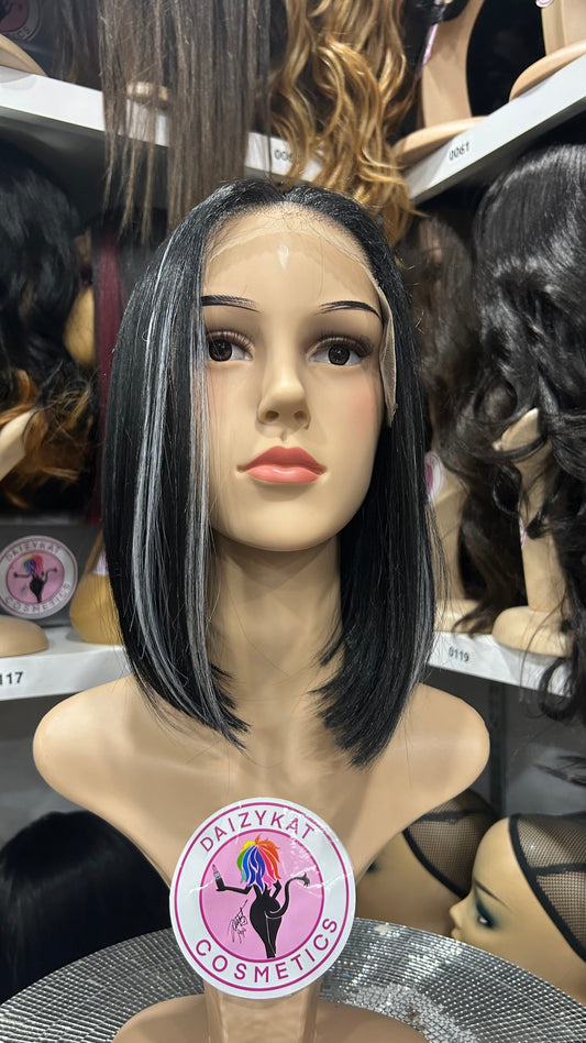 #76 Meg - 13x4 Free Part Lace Front Wig - Color Grey 12in - The Pink Makeup Box