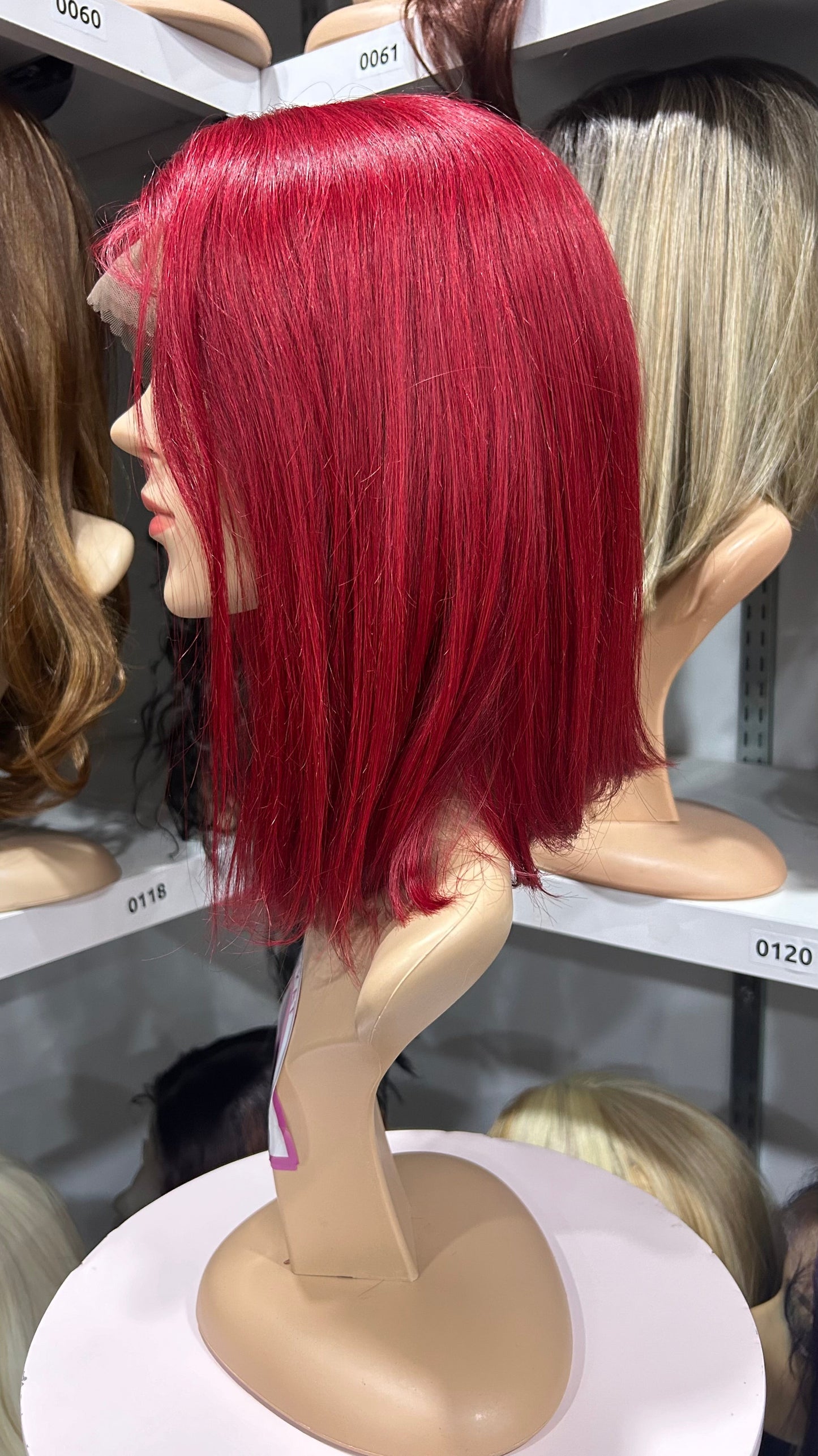 #30 Carrie - 100% Human Hair Wig - RED 12in