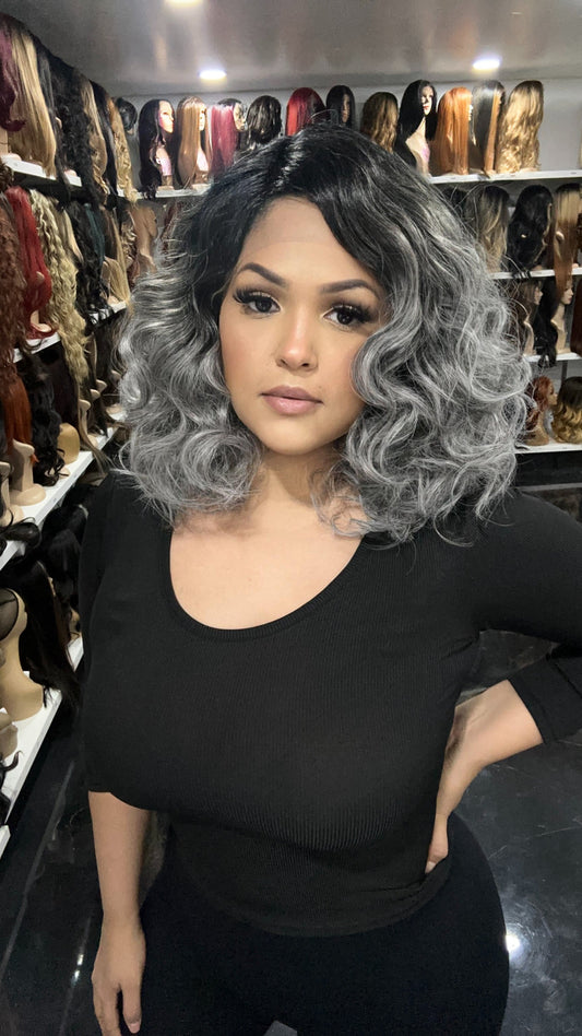 #52 Judy - Left Part Lace Front Wig - Color Grey 14in