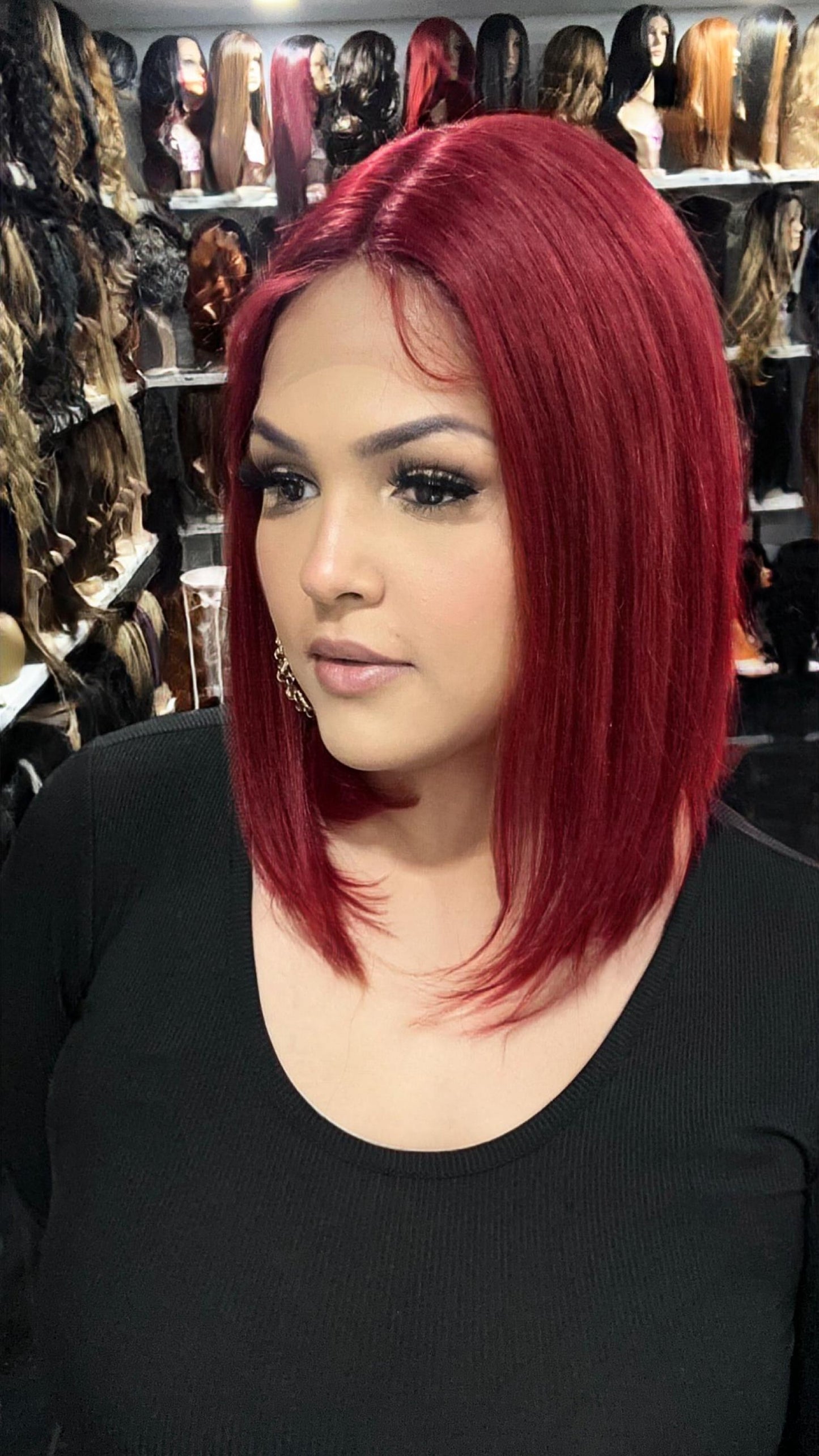 #30 Carrie - 100% Human Hair Wig - RED 12in