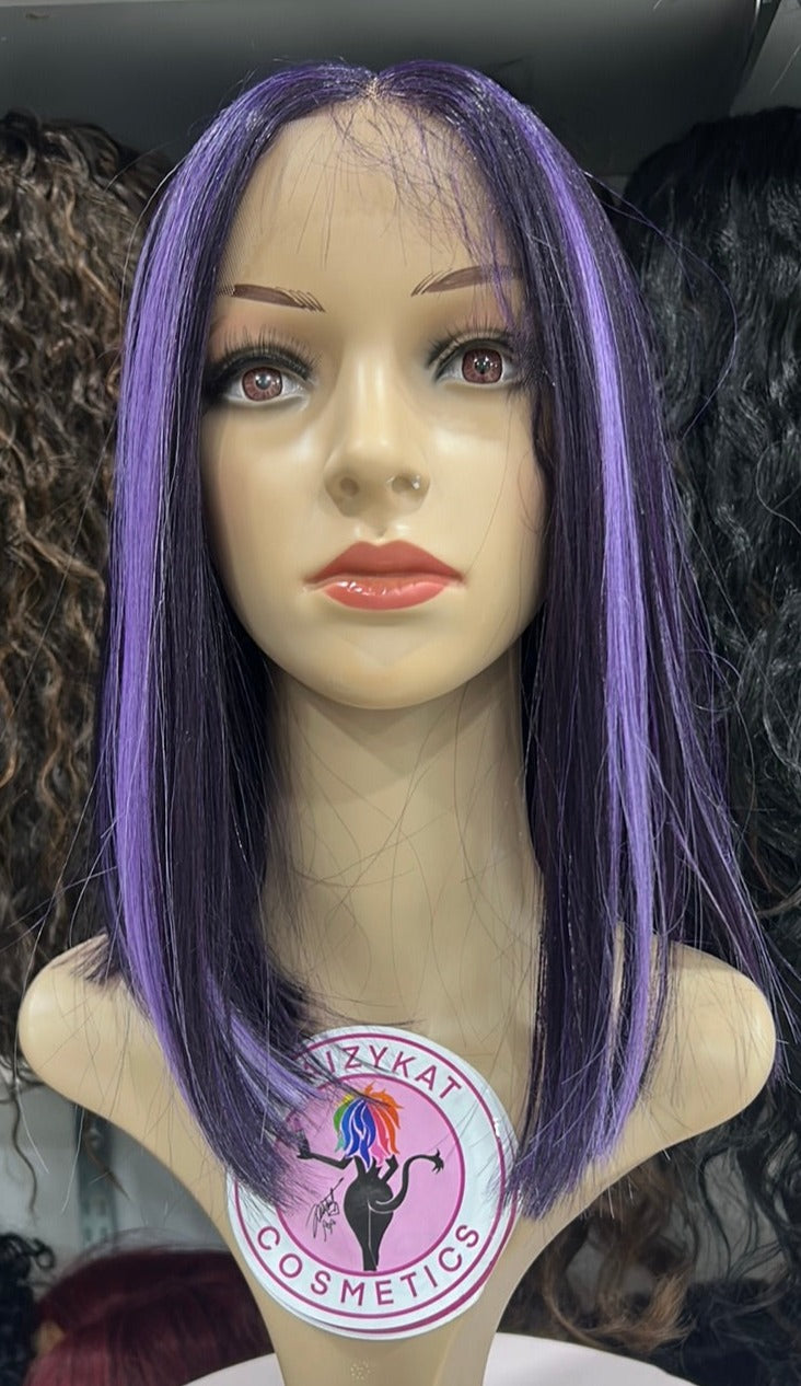 #57 Jess - Middle Part Lace Front Wig - Color Purple 14in - The Pink Makeup Box