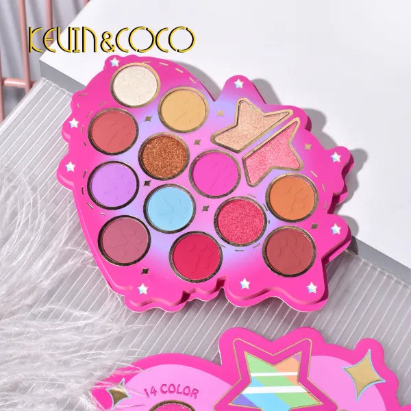 14 Color Red Heart Eyeshadow Palette - The Pink Makeup Box