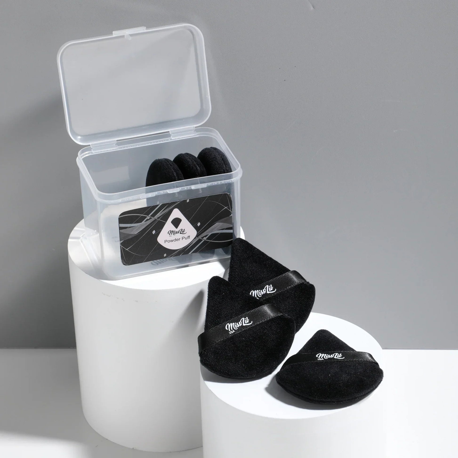 Powder Puff Set Black - The Pink Makeup Box